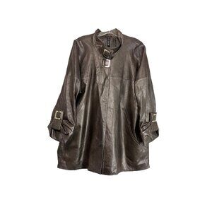 50 B XXL XL Toto Group Iridescent Mauve Lambskin Jacket Coat Snaps Leather